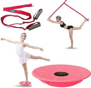 Leg Stretching Strap and Ballet Balance Board, 2 Pc. Set, Stretching, Disc Core Trainer and Flexibility Equipment for Dance, Gymnastics, Cheer or Figure Skating, Portable