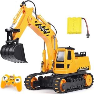 DOUBLE E Remote Control Excavator Toy 2 Batteries Digger Hydraulic Construction Vehicles RC Trucks Toys for Boys Girls Kids 3 4 5 6 7 8 9 10 Year
