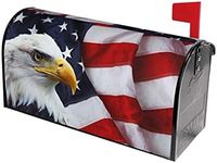 Ouqiuwa American Flag Welcome Magnetic Mailbox Cover, Mailbox Wrap Decorative for Garden Yard Home 21" Lx 18" W