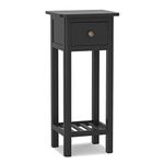 COSTWAY Slim Side Table, Acacia Wood Nightstand Sofa End Table with Drawer and Storage Shelf, Modern Narrow Tall Telephone Table Accent Tea Bedside Table for Small Spaces, No Assembly Required (Black)