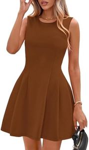 PRETTYGARDEN Summer Dresses for Women 2026 Elegant Classy Spring A Line Business Casual Work Graduation Cocktail Short Dress (Brown,Medium)