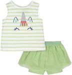 Gerber Baby Girls' 2-Piece Tank and Bike Short Set Toddler T-Shirt, Green Unicorn, 0-3 Months