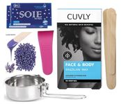 CUVLY Hair Removal Wax Kit Brazilian Beans Wax, Face Wax/Katori Wax for Women (100g) | India’s Liposoluble Stripless Wax | Pan with Handle & Spatula | Natural Ingredients | For Upper Lips, Chin, Cheeks & Hairline WaxKit COmbo
