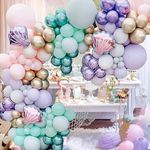 QYCX 119Pcs Mermaid Balloon Garland Arch Kit Mermaid Party Decorations Mermaid Tail Foil Balloon Metallic Green Purple Pink Blue Gold Balloon for Under The Sea Marine Animal Occean Party Supplies