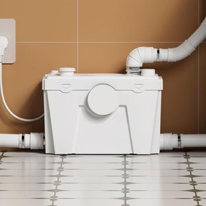 500W Macerator Pump for Basement Upflush System, High Efficiency Sewerage Pump with 4 Water inlets for Macerating Toilet, Sink, Shower Bathroom, Washer, Up to 23 ft