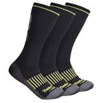 Timberland PRO Men's 3-Pack Crew Socks Team, Black-Pack of 3, L