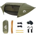 Night Cat Hammock Tent with Mosquito Net Waterproof Rainfly for 1 Person Hiking Camping in Garden Backyard Wild Dark Green