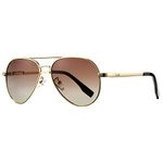 Pro Acme Small Polarized Aviator Sunglasses for Adult Small Face and Junior,52mm, Gold Frame/Brown Gradient Lens, Small