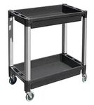 MaxWorks 80384 Two-Tray Plastic Utility Cart, Black and Gray