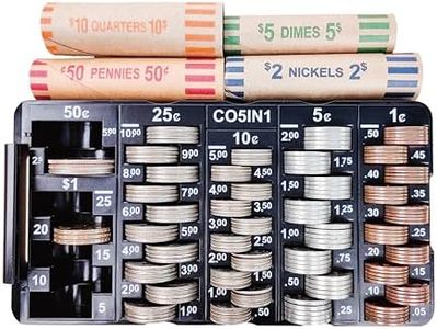 CO5IN1 Mini Coin Sorting Tray with Lid, 2pcs Change Counter for All Coins, Accurate & Easy to Wrap, Change Sorter Machine Coin Organizer Coin Holder for Bank Teller at Bank, Business, Home & Office