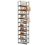 Shoe Rack,10 Tier Tall Shoe Storage Organizer for Entryway Closet,20-24 Pairs Narrow Metal Shoe Organizer Shoe Stand Shoe Shelf Holder Space Saving