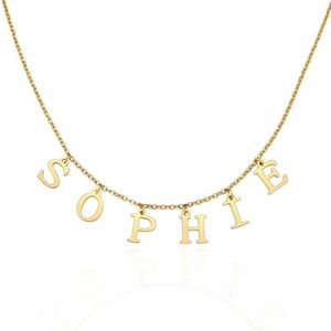 MMXX Collier avec Nom Personnalisé Colliers Initiaux Collier avec Lettres Personnalisées Collier Délicat en Or Argent pour Femme Petite Amie Épouse Maman Cadeaux (A2: Un Seul Trou - Or)