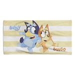 Bluey Bingo Stripe Beach Towel Kids Swim Bath Holiday Children Bath Towels Tv Show Gift, 70 x 140 cm, Blue,red