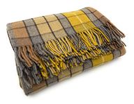 Full Size Large 100% Merino Wool Tartan Blanket Picnic Travel Rug Throw (Buchanan Natural)