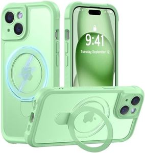 MOCCA Design for iPhone 15 Case with Magnetic Invisible Stand [Full Camera Protection] [Compatible with Magsafe] Military Drop Shockproof Translucent Matte Phone Case Cover 6.1",Matcha Green