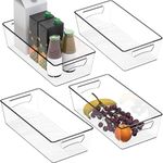 SimpleHouseware Clear Storage Plastic Bin Organizer for Kitchen, 14" x 7" x 3.75", L Size, Set of 4