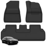 MOTIBACK 3 Pcs Tesla Model 3 Floor Mats 2023-2021 Set for Tesla Model 3 Accessories 3D Scanning All Weather Fit 5-Seat