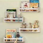 NATURE SUPPLIES Set of 4, Whitewashed Floating Nursery Book Shelves, 16.4" Floating Bookshelves, Wall Book Shelf for Kids Rooms Decor, Toys & Playroom Furniture, Kids Bookshelf, Nursery Bookshelf