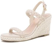 VETASTE Womens Espadrille Wedge Sandals Heels Platform Braided Ankle Strap Buckle Open Toe Summer Party Dress Shoes, Beige, Size 8.5