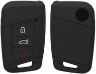kwmobile Key Cover Compatible with VW 3 Button Car Key (only Keyless Go) - Soft Silicone Car Key Fob Holder Protector Case - Black