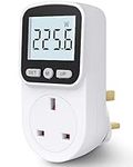 Electricity Usage Monitor Power Meter Plug Backlight Energy Monitor Plug Watt Meter 8 Modes, UK Socket Power Monitors Power Consumption Meter Large LCD Display Consumption KWH Amp Volt Meter Outlet