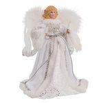 Kurt Adler 10-Light White and Silver Angel Treetop, 12-Inch