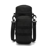 HOUSON Tactical Bottle Bag, Nylon Water Bottle Holder Backpack Bottle Holder Military Drinking Bottle Pouch with Pocket for Hiking Bicycle Running Camping Black