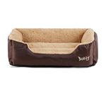 Bunty Deluxe Dog Bed - Small to XXL Calming Washable Dog Bed - Non-Slip Base, Raised Walls, Fleece Lined Interior, Plush Cushioning, Insulates & Retains Heat - Medium, Brown