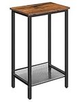 HOOBRO Tall Side Table, Industrial End Telephone Table with Adjustable Mesh Shelves, Small Entryway Table, Laptop Table for Office, Hallway, Living Room, Rustic Brown and Black BF03DH01