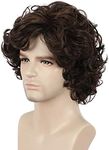 yuehong Mens Short Curly Brown Wig Anime Cosplay Wigs Halloween Cosplay Costume Hair Wig