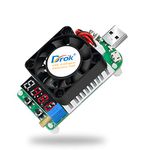 USB Load Tester, DROK Electronic Load Test Resistor Module 25W LD25 USB and Type C Interface Discharge Adjustable Constant Current 0.25A-4A Intelligent Temperature Control with Cooling Fan