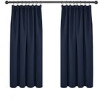 Deconovo Super Soft Curtains Thermal Insulated Pencil Pleat Blackout Curtains for Bedroom 46 x 54 Navy Blue One Pair