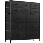 REAHOME Dresser for Bedroom with 12 Drawers, Chest of Drawers, Steel Frame, Wooden Top, Large Capacity Organizer Tower Living Room Entryway Office, Black Grey