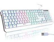 KLIM Chroma Gaming Keyboard Wired USB - New 2024 - DE QWERTZ Layout - Durable Ergonomic Waterproof Silent - 2 ms Response Time - Backlit Keyboard for PC Mac PS4 PS5 - White