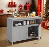 DWVO Poly Lumber Outdoor Sideboard, Patio Bar Table with Storage and Shelves, Weather Resistant Storage Cabinet for Outdoor, Pool and Garden - Grey