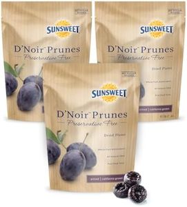 Sunsweet D'Noir Preservative Free Prunes - Prunes Pitted Unsweetened & Dried - Gluten Free, Vegan, Low Fat - Fiber & Minerals - 8 oz Pouch x 3 Pack