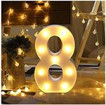 Hotsellhome LED Alphabet Letter Lights Light Up Warm White Night Light Plastic Letters Numbers Standing for Home Party Bar Wedding Festival Birthday Decorations Xmas Gifts (8)