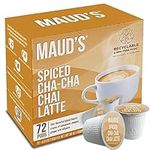 Maud's Chai Tea Latte (Spiced Cha-Cha-Chai Latte), 72ct. Solar Energy Produced Recyclable Single Serve Flavored Chai Tea Latte Pods – 100% Tea Leaves California Blended, KCup Compatible