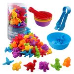 CYZAM Counting Dinosaurs Matching Game with Sorting Cups, Montessori Sorting & Counting Toys, Preschool Color Learning Toys for 3 4 5 Years Old Girls Boys, STEM Educational Toy for Toddler (48 Dinos)