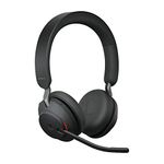Jabra Evolve2 65 Wireless PC Headset – Noise Cancelling UC Certified Stereo Headphones with Long-Lasting Battery – USB-C Bluetooth Adapter – Black