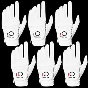 FINGER TEN Golf Gloves Men Right Left Handed Golfer Mens Glove RainGrip Hot Wet Weather Value 6 Pack, All Weather in White Small (White, Small, Left)