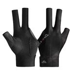 Goodern Billiard Glove 3 Finger Gloves for Billiard,Non-slip Pool Glove for Men and Women,Open Finger Gloves Sports Gloves Show Glove Billiard Gloves for Left or Right Hand,Sport Accessories-Black