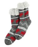 Lazy One Plush Nonskid Socks, Fuzzy Socks with Cute Designs for Women, Sherpa Fleece-Lined Socks, Cabin Moose Plush Sock, One Size