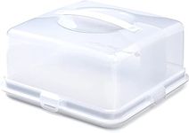 EPISENT Large Square Cake Box | With Lockable Lid & Carry Handles | Cake Storage Container | Portable Plastic Cake Carrier | Suitable for 11 inch Cake