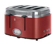 Russell Hobbs 23383034001 Stainless Steel Retro 4SL 21690 4 Slice Toaster, 235mm x 365mm x 310mm, Red