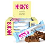 NICKS Keto Protein Bar Triple Chocolate, 15 g Protein, 202 Calories, Low Carb Snacks Without Added Sugar, Gluten Free (12 x 50 g)