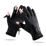 NewDoar Winter Gloves Fishing Gloves for Men and Women 2 Finger Cut Flexible Ideal for Photography Fly Fishing Ice Fishing Running Touch Screen Hiking Jogging Cycling