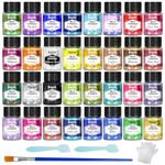 Roizefar Mica Powder, 32 Colours x 5 g Pearlescent Epoxy Resin Pigment Metallic Powder for Soap Paint, Jewellery Making, Nail Polish, Epoxy Resin, Candle Making, Bath Bombs, Slime