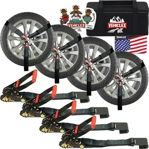 Lasso Tie Downs with Flat Hook - Vehiclex 4 Pack 2" x 10' Ratchet Straps, 11023 lbs BS for Trailers