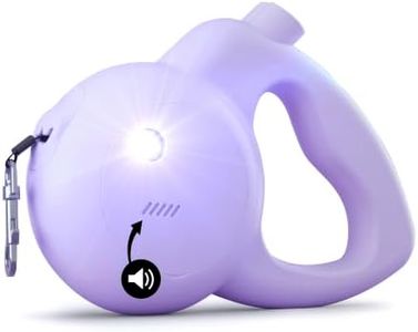 The Barkly Dog Leash with Built in Personal Safety Alarm | Loud Siren and Strobe Light | 13' Retractable Tangle-Free Leash (Dogs up to 44 lbs, Lilac)